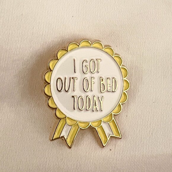 🧷I GOT OUT OF BED TODAY - Enamel Ribbon Pin - Mental Health / Depression / ADHD - Picture 2 of 4